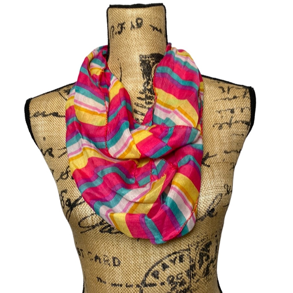 NWT Infinity Scarf Pink Colorful 68” x 10”